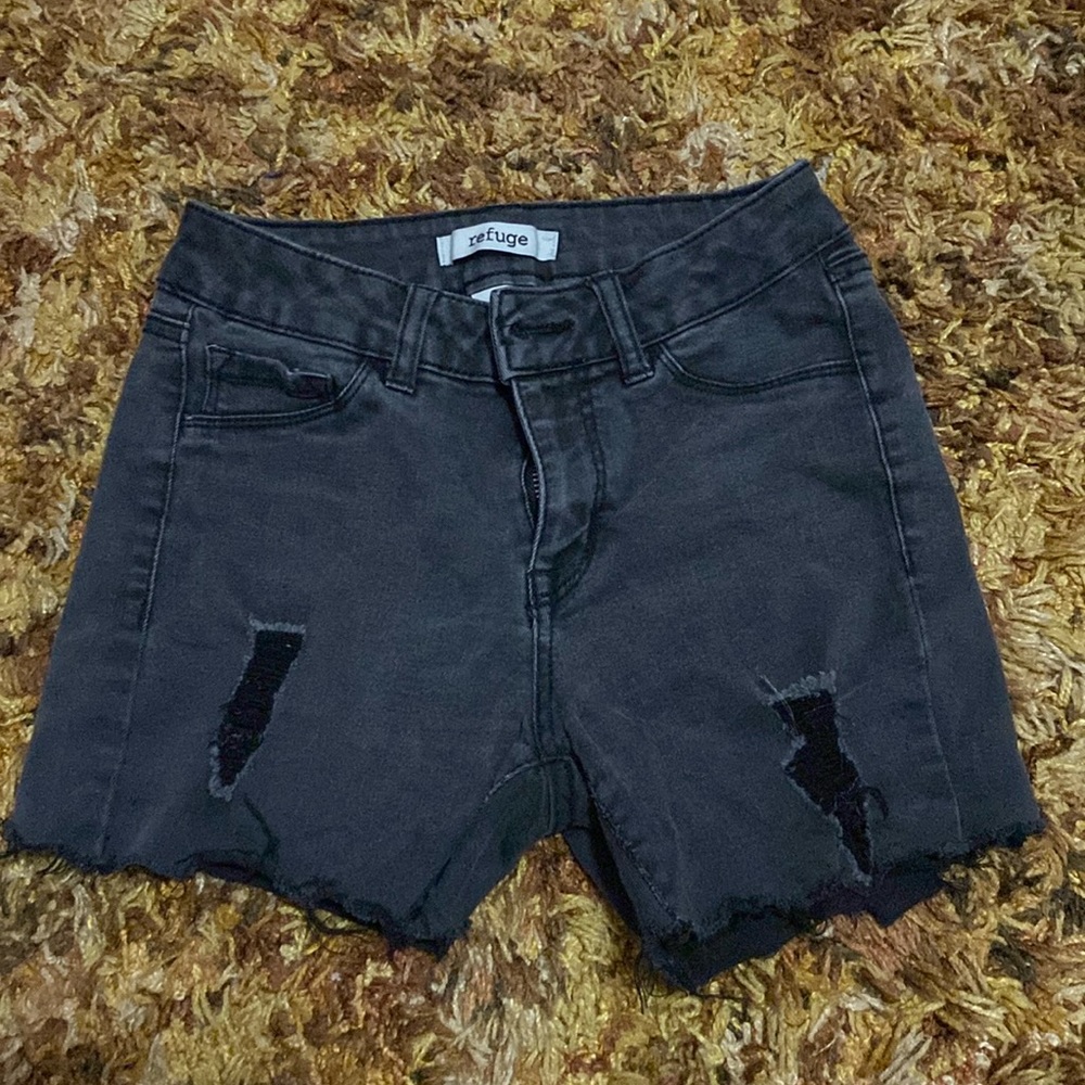 black denim shorts